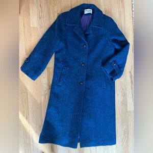 VTG 70’s Ferncroft 100% Wool Mottled Blue Overcoat 11/12P Union Made USA